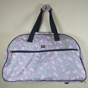 Lucas Flamingo Tropical Print Rolling Duffle Bag Luggage Travel Weekender‎